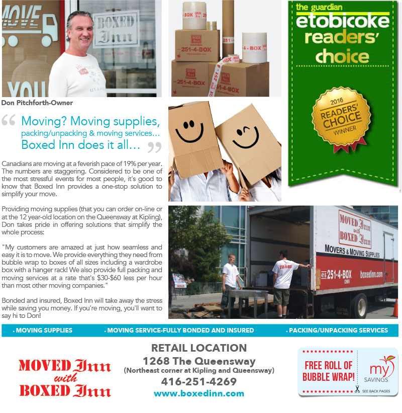 Boxed Inn WINS Gold Award for Best Moving Company in Etobicoke