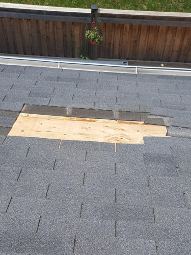 Close up of removed shingles